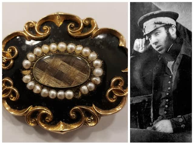The brooch that contains a lock of hair from Dr Harry Goodsir, from Largo in Fife, who died on the ill-fated 1845 Franklin expedition to the Arctic.