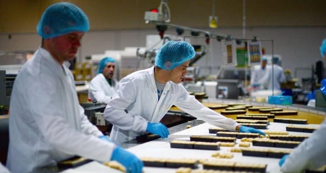 Employees work in the Walkers shortbread factory in Aberlour. Picture: Jeff J Mitchell/Getty Images