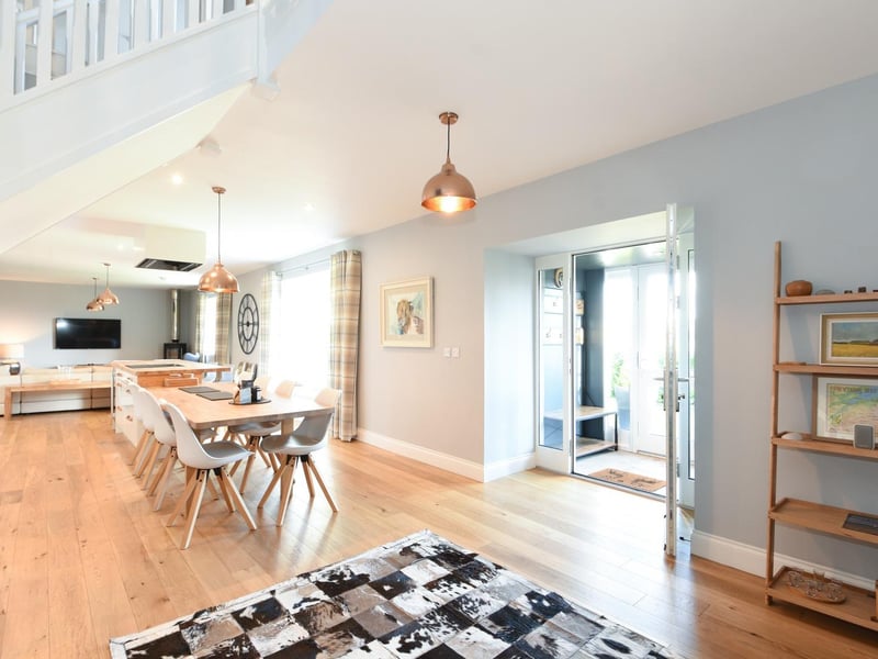 Exterior: There is a landscaped front garden and half an acre of woodland to the rear. Two decking areas, barbecue facilities, and a sauna.
Contact Masson Cairns