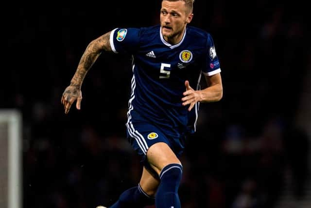 Liam Cooper in action for Scotland during the Euro 2020 qualifier between Scotland and Russia at Hampden. (Photo by Alan Harvey / SNS Group)