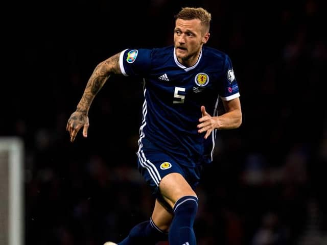 Liam Cooper in action for Scotland during the Euro 2020 qualifier between Scotland and Russia at Hampden. (Photo by Alan Harvey / SNS Group)