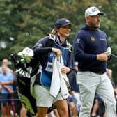 Lee Westwood and his wife/caddie Helen during the second round of the BMW PGA Championship at Wentworth. Picture: Andrew Redington/Getty Images.