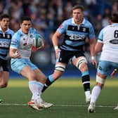 Glasgow's Scott Cummings receives a pass during the URC defeat in Cardiff. Photo by Chris Fairweather/Huw Evans/Shutterstock (12868042m)