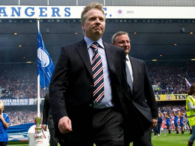 Rangers chairman Craig Whyte at Ibrox on July 23, 2011 after the unfurling of the Premiership title flag