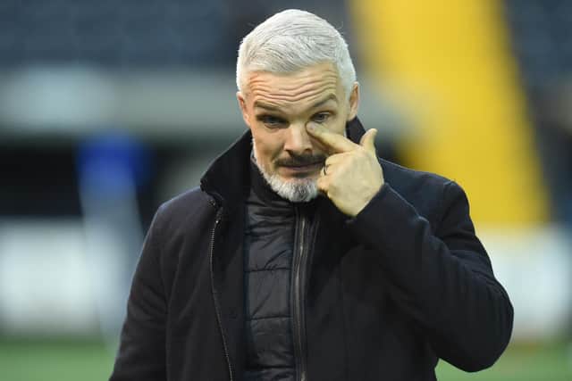 Aberdeen manager Jim Goodwin after the 2-1 defeat at Kilmarnock. (Photo by Ross MacDonald / SNS Group)