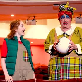 Kirsty Findlay and Barrie Hunter in Jack and the Beanstalk at Perth Theatre