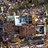 Aerial view of a destroyed neighbourhood in Rolling Fork, Mississippi, after a tornado touched down in the area. Picture: Chandan Khanna/AFP via Getty Images