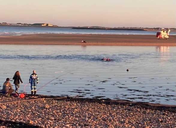 The team were paged to reports of three children in trouble in the water in the Tong area picture: Stornoway Coastguard Rescue Team