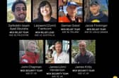 Photos issued by World Central Kitchen of (top row left to right) Palestinian Saifeddin Issam Ayad Abutaha, Australian national Lalzawmi "Zomi" Frankcom, Polish national Damian Sobol, American-Canadian dual citizen Jacob Flickinger and Britons (bottom row left to right) John Chapman, James "Jim" Henderson and James Kirby