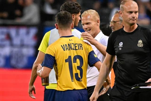 Union's head coach Karel Geraerts brings his side to Ibrox on Tuesday night. (Photo by LAURIE DIEFFEMBACQ/BELGA MAG/AFP via Getty Images)
