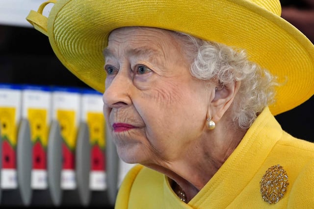 Queen Elizabeth II at Paddington station in London during a visit to mark the completion of London's Crossrail project.