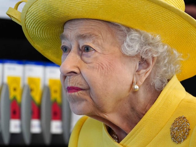 Queen Elizabeth II at Paddington station in London during a visit to mark the completion of London's Crossrail project.