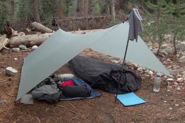 Visitors will learn how to set up a camping tarp.