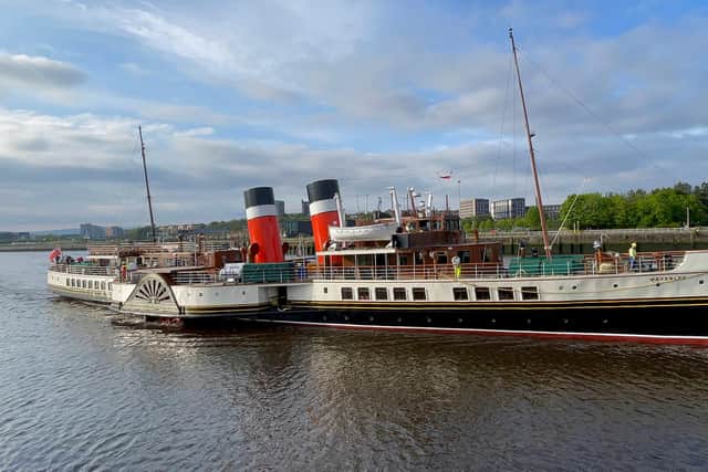 Waverley returning to Glasgow after her bow repairs two weeks ago. Picture: Waverley Excursions