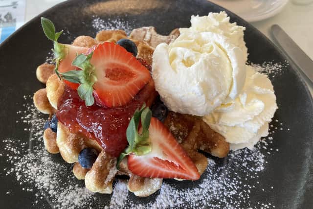 The waffles are a draw at Cafe Amandis on Naantali's waterfront. Pic: Fiona Laing