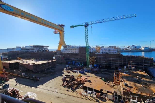 Loch Indaal, left, and Isle of Islay under construction at the Cemre shipyard in Turkey last week. (Photo by Cmal)