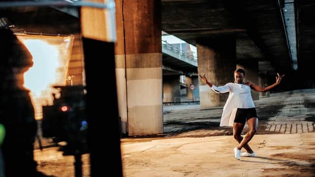 Rishan Benjamin on set fr Frontiers, part of Scottish Ballet's digital contribution to this year's Edinburgh International Festival. PIC: Miheala Bodlovic