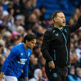 Rangers manager Michael Beale gives instructions during the 3-1 friendly defeat by Olympiakos.
