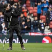 Groundsmen work on the Hampden Park pitch before the Viaplay Cup Semi Final match between Rangers and Aberdeen. (Photo by Alan Harvey / SNS Group)
