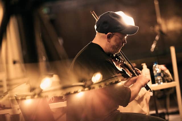 Fiddler Aidan O'Rourke on stage in Leith Theatre. Picture: Midhaela Bodlovic