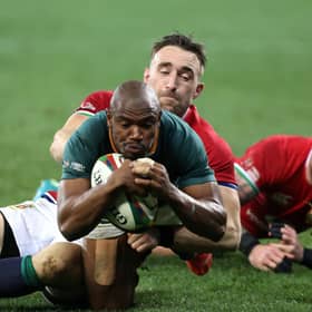 Makazole Mapimpi scores the breakthrough try for South Africa. Picture: EJ Langner/Gallo Images/Getty Images