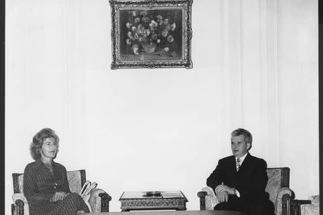 Hella Pick interviewing President Ceausescu of Romania in 1978.