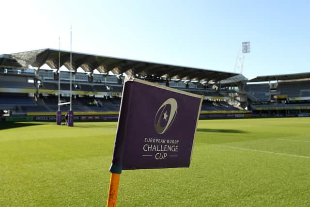 Edinburgh Rugby take on Clermont Auvergne at the Stade de Marcel-Michelin in their Challenge Cup opener. (Photo by David Rogers/Getty Images)