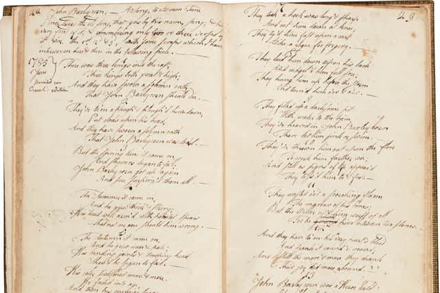 The First Commonplace Book, handwritten by Robert Burns, is one of the bard's earliest works and was written when he was just 24. It is among the collection of 40 Scottish works now going up for auction, with £2.75m needed to secure the items for the nation. PIC: NTS.