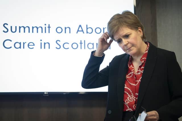 First Minister Nicola Sturgeon speaks during a summit on abortion care held at Hilton Edinburgh Carlton hotel (Photo: Lesley Martin/PA Wire).