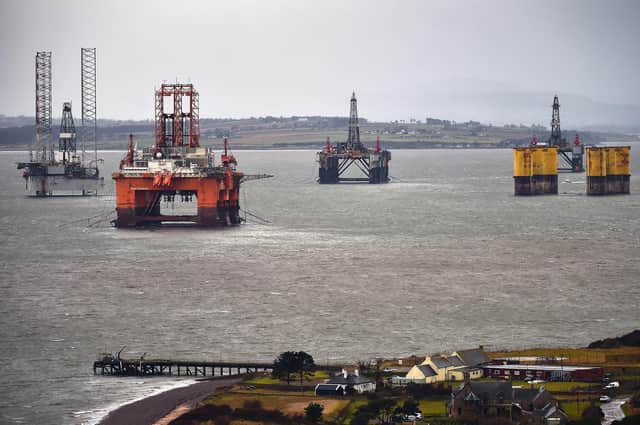 Oil rigs in the Cromarty Firth in 2016 after price falls saw workers lose their jobs as production slowed (Picture: Jeff J Mitchell/Getty Images)