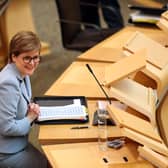 First Minister Nicola Sturgeon during First Minister's Questions at the Scottish Parliament in Holyrood, Edinburgh.