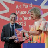 Duncan Dornan, head of museums and collections for Glasgow Life, accepting the Art Fund Museum of the Year 2023 award for the Burrell Collection from Grayson Perry at the British Museum. Picture: Hydar Dewachi/Art Fund