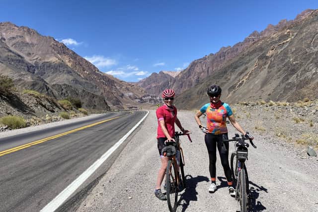 Louise Minchin and Mimi Anderson on their 1,200 mile cycle across Argentina. Pic: Contributed