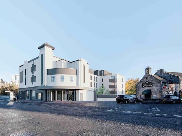 Pictured is an artist's impression of the new luxury housing development at the former State Cinema in Leith. The 83-year-old building's auditorium has been demolished, but the iconic art deco frontage is being restored.