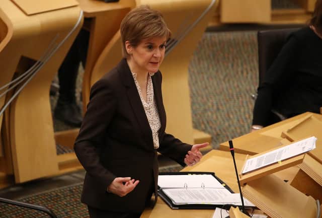Nicola Sturgeon announced a legal requirement to stay at home, except for essential reasons, following a surge in the number of Covid-19 cases (Picture: Andrew Milligan/pool/AFP via Getty Images)