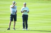 Calum Hill chats to his caddie during the third round of the Cazoo Classic at the London Golf Club in West Kingsdown. Picture: Andrew Redington/Getty Images.