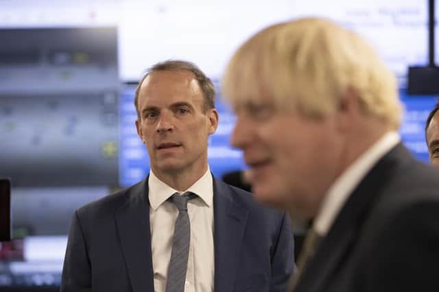 Dominic Raab, seen with Boris Johnson, says his Bill of Rights will inject 'a healthy dose of common sense into the system' (Picture: Jeff Gilbert/WPA pool/Getty Images)