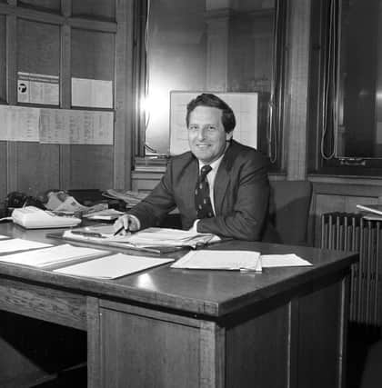 Douglas Hill, Company Secretary of Scotsman Publications in his office in January 1979