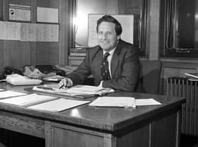 Douglas Hill, Company Secretary of Scotsman Publications in his office in January 1979