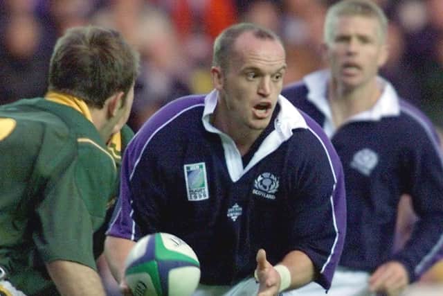 Scottish fly-half Gregor Townsend breaks through the South African defence during the first-round Rugby World Cup match at Murrayfield in 1999. Pic: JEAN-PIERRE MULLER/AFP via Getty Images