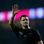 Dan Carter celebrates victory at the end of the 2015 Rugby World Cup semi-final clash between New Zealand and South Africa in October 2015