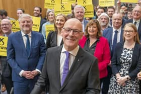 John Swinney with party supporters and fellow MSPs. Picture: Jane Barlow/PA Wire
