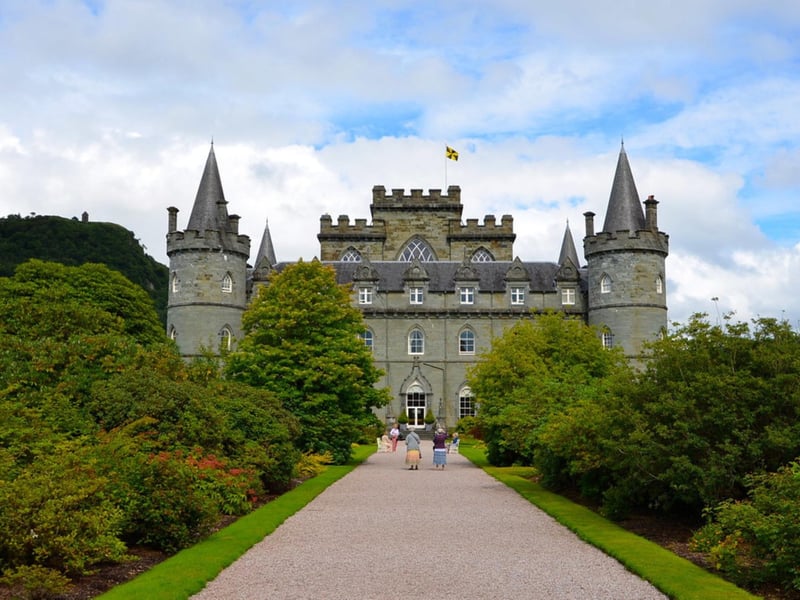 Inveraray Castle is located near Inveraray on the shore of Loch Fyne (the longest sea loch in Scotland) within the county of Argyll. Designed by architects Roger Morris and William Adam, the foundation stone of the castle was laid in 1746.