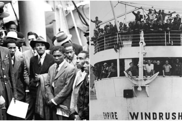 Caribbean migrants are welcomed by RAF officials after the Empire Windrush landed them in London in 1948 Image: PA Media/Getty Images