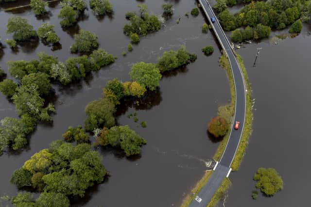 The River Spey in flood at Kingussie near Aviemore. Picture: Jane Barlow/PA Wire