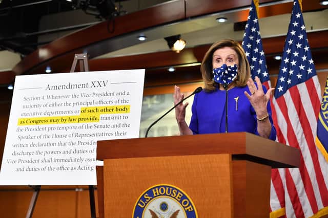 What is the 25th Amendment? If President Donald Trump could be removed from office as Nancy Pelosi questions his mental fitness (Photo by Nicholas Kamm / AFP) (Photo by NICHOLAS KAMM/AFP via Getty Images)