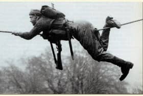 A Commando in training at Achnacarry Castle in the Lochaber during World War Two.