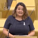 The SNP's Ruth Maguire addressing fellow MSPs at Holyrood