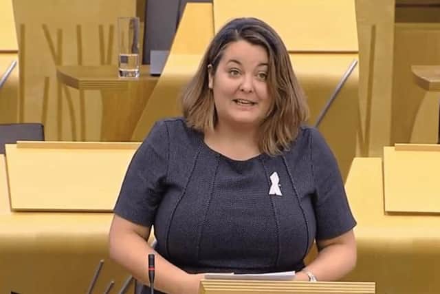The SNP's Ruth Maguire addressing fellow MSPs at Holyrood