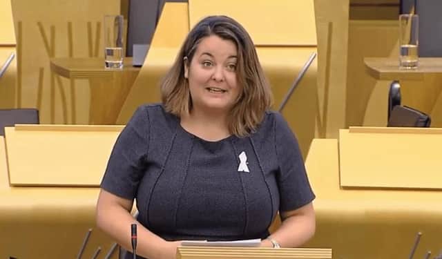The SNP's Ruth Maguire addressing fellow MSPs at Holyrood